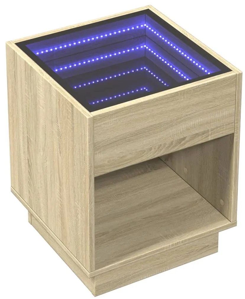 Mesa de centro luzes LED Infinity 40x40x50 cm carvalho sonoma