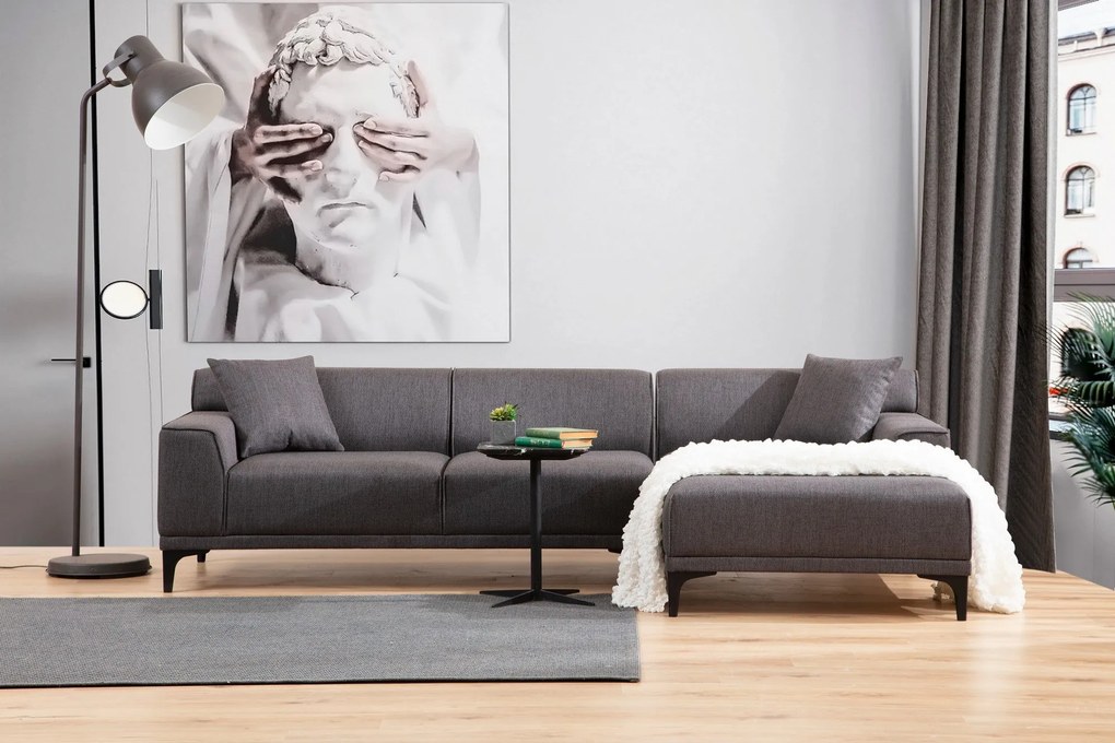 Sofá de Canto Petra – Antracite – 145 x 250 cm