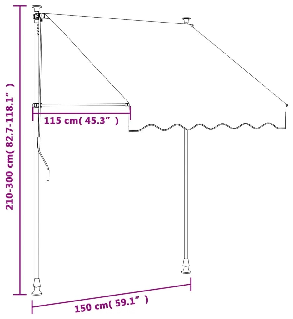 Toldo retrátil 150x150 cm tecido e aço cor creme