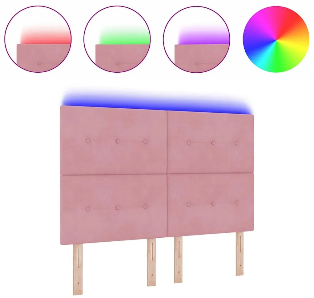 Cabeceira LED vidaXL Rosa 80 cm Veludo