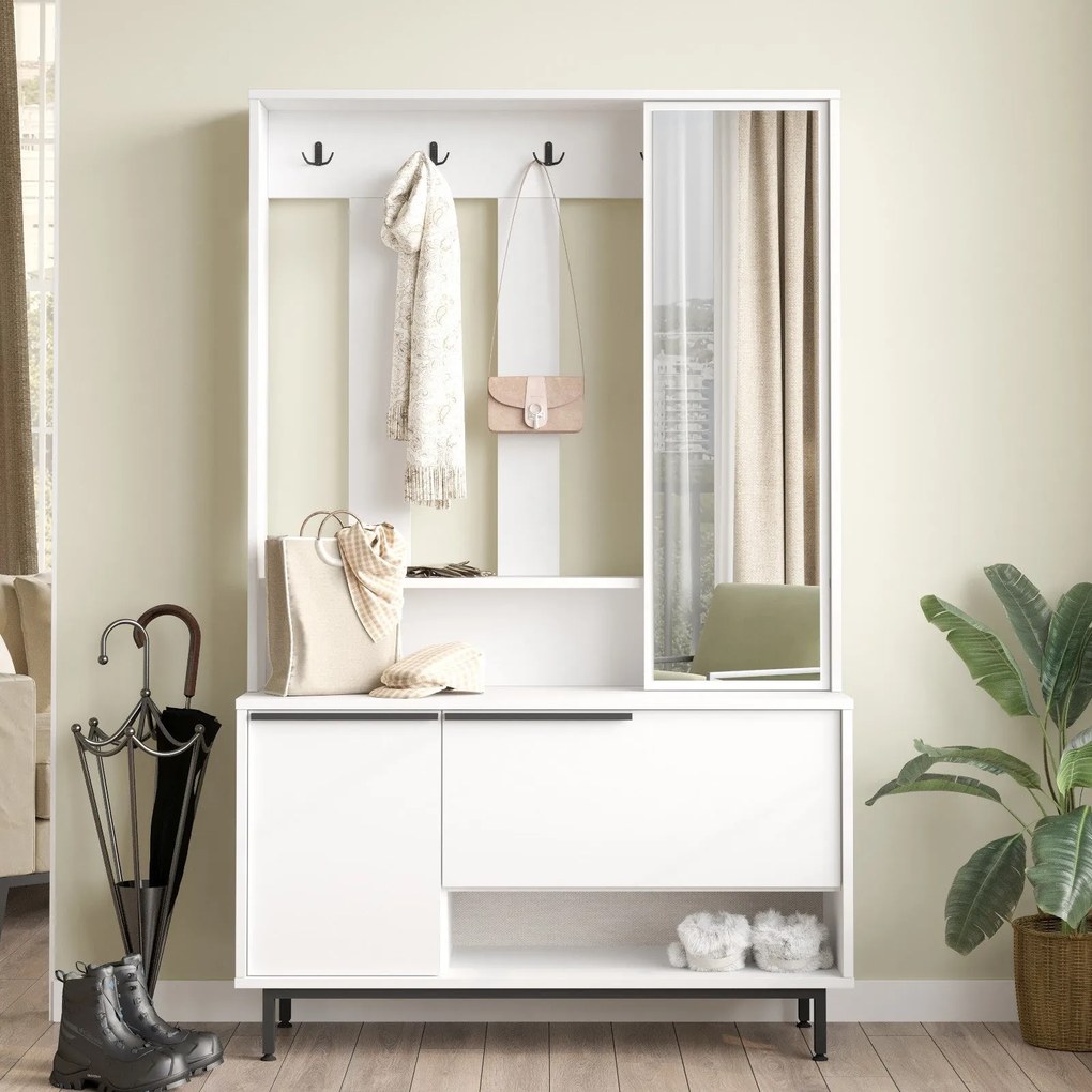 Hall Stand ON11 – Branco – 102,2 x 178,2 x 35,5 cm