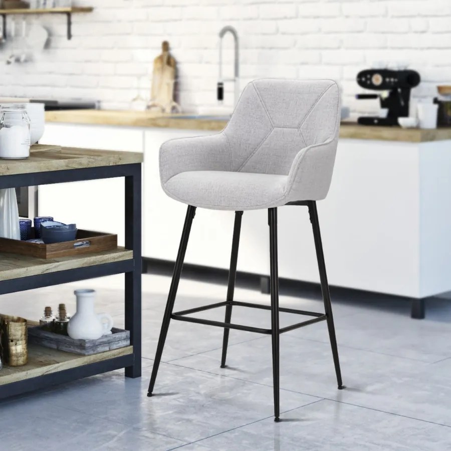 CONJUNTO DE 2 BANCOS DE BAR 55X55X109 CM CINZENTO E PRETO