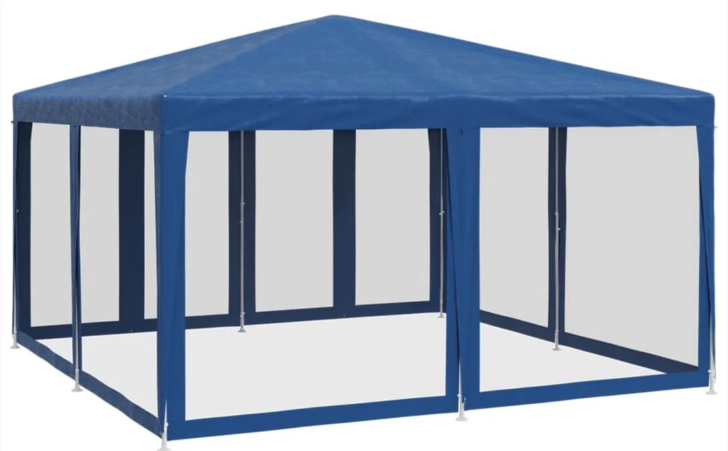 Tenda p/ festas c/ 8 paredes laterais malha 4x4 m PEAD azul
