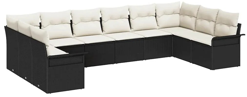 Conjunto de Sofá de Jardim vidaXL com 10 Peças e Almofadas de Rattan P