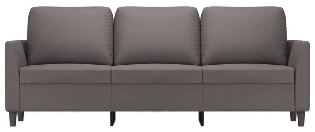 Sofá de 3 lugares 180 cm couro artificial cinza