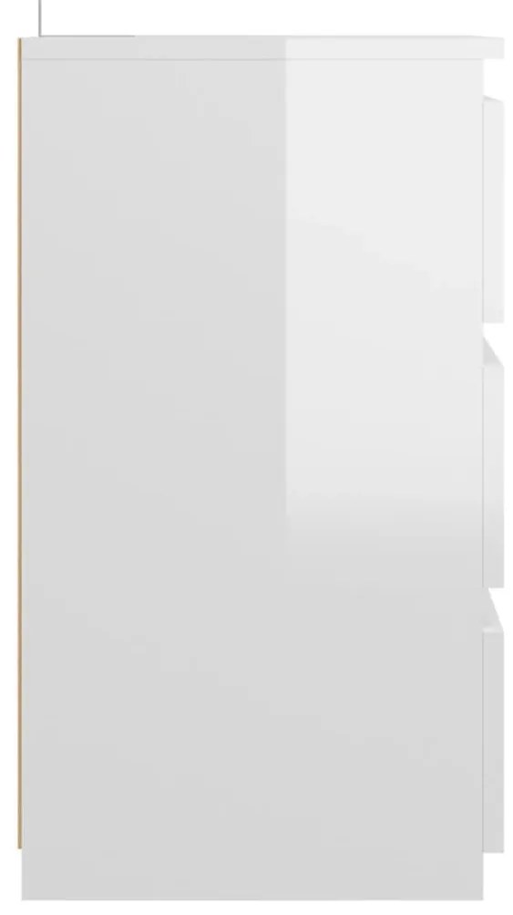 Mesa de cabeceira derivados de madeira branco brilhante