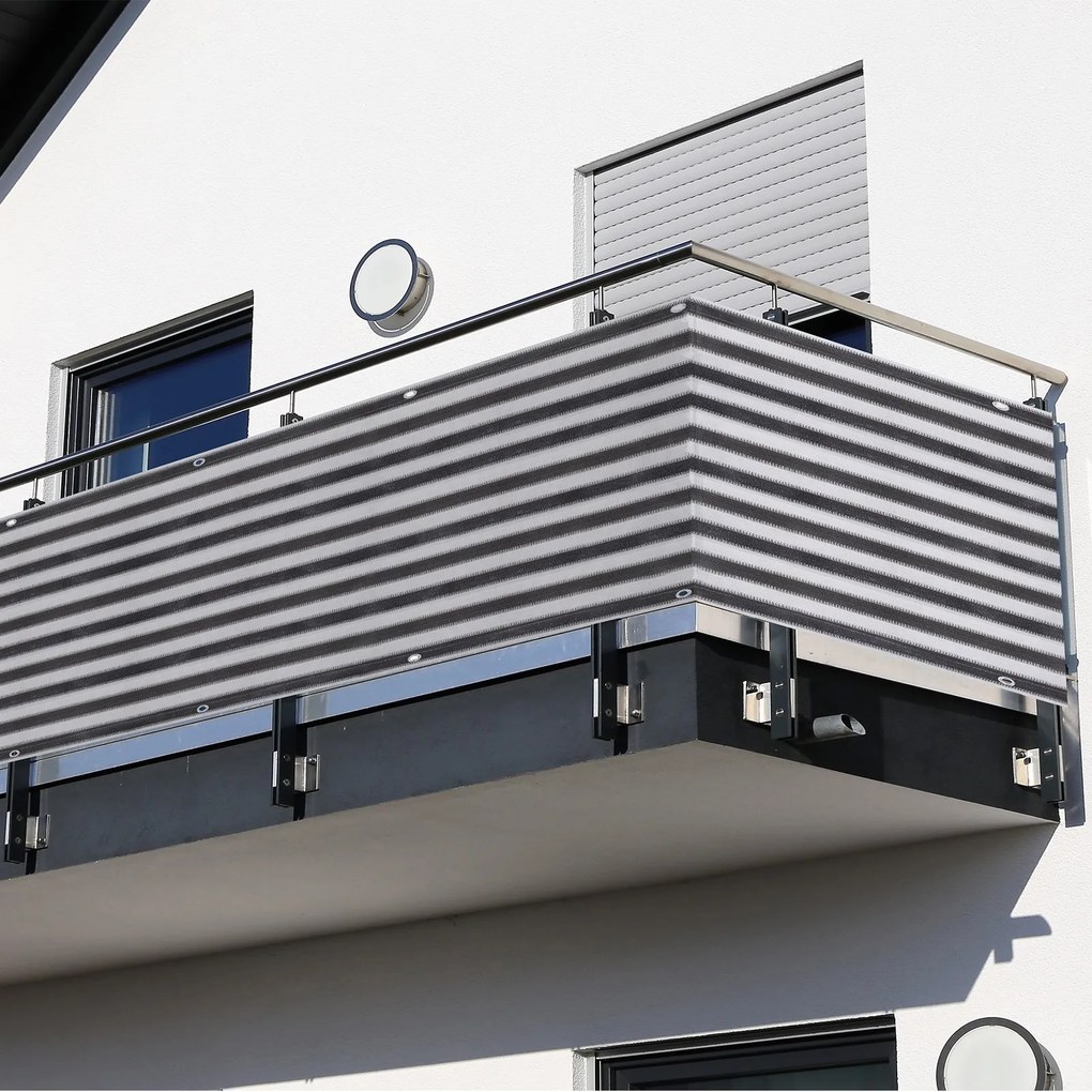2 Peças de Revestimento de Varanda Tela de proteção de privacidade HDPE 500x90cm com cordas