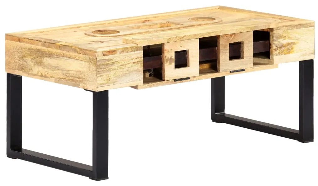 Mesa de centro estilo cassete 100x52x45 cm mangueira maciça