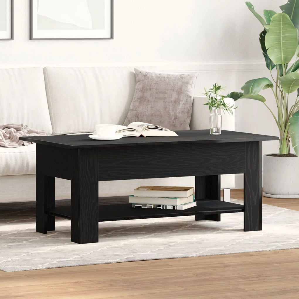 Mesa de café vidaXL em preto e carvalho com dimensões de 102x55x42 cm