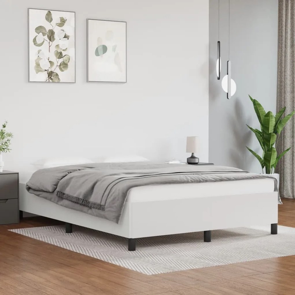 Estrutura de Cama Salu em Couro Artificial Branco - 140x190 cm - Desig