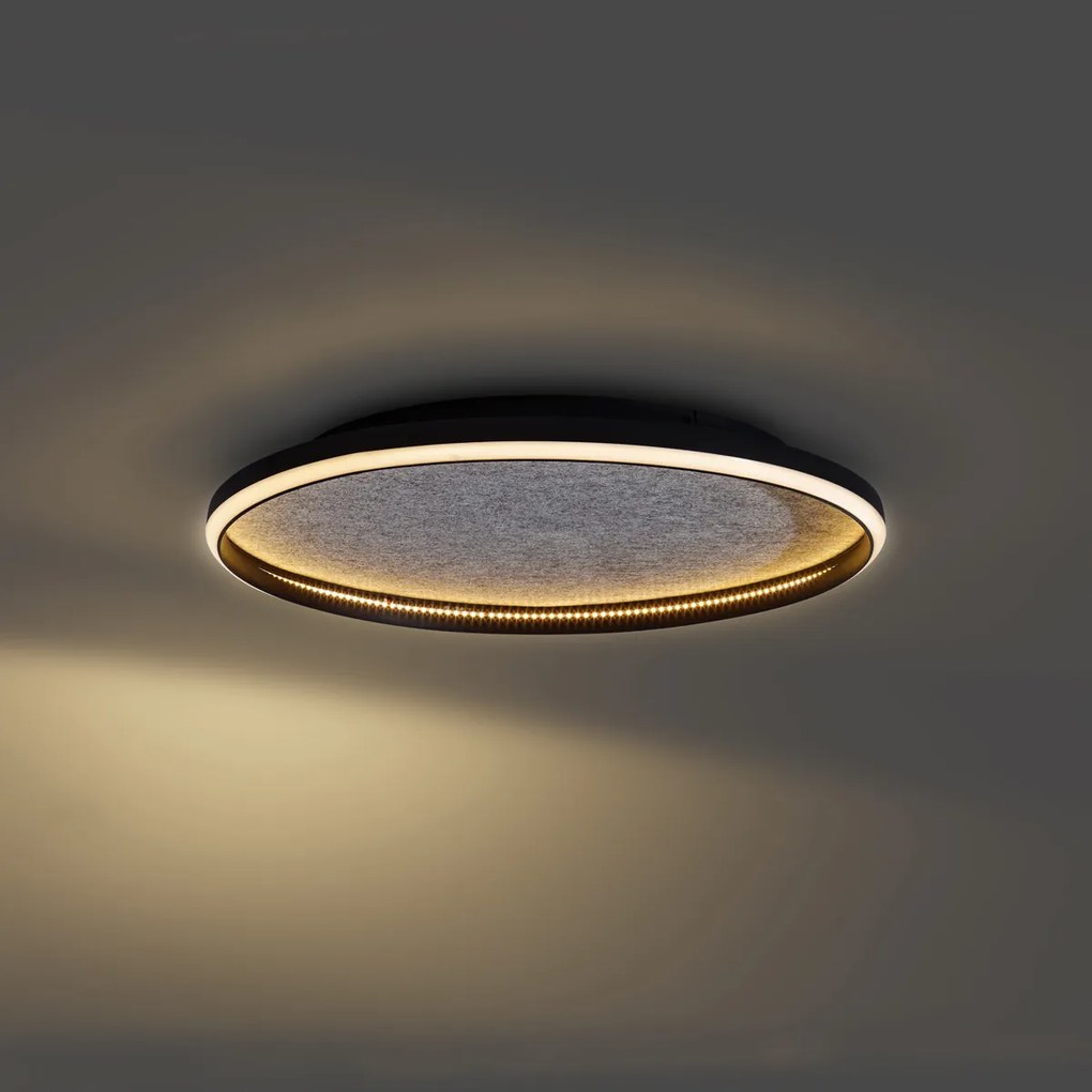 Plafon de design preto com feltro incluindo LED regulável em 3 níveis - Xavi Felt