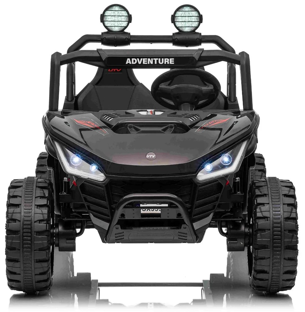 Jipe elétrico para crianças T-REX Ride 4x4, 2 Lugares, 24V, leitor MP3, bateria de lítio, Rodas EVA, controlo remoto, luzes LED Preto