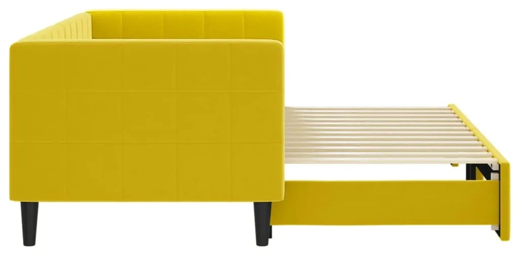 Sofá-cama com gavetão 80x200 cm veludo amarelo