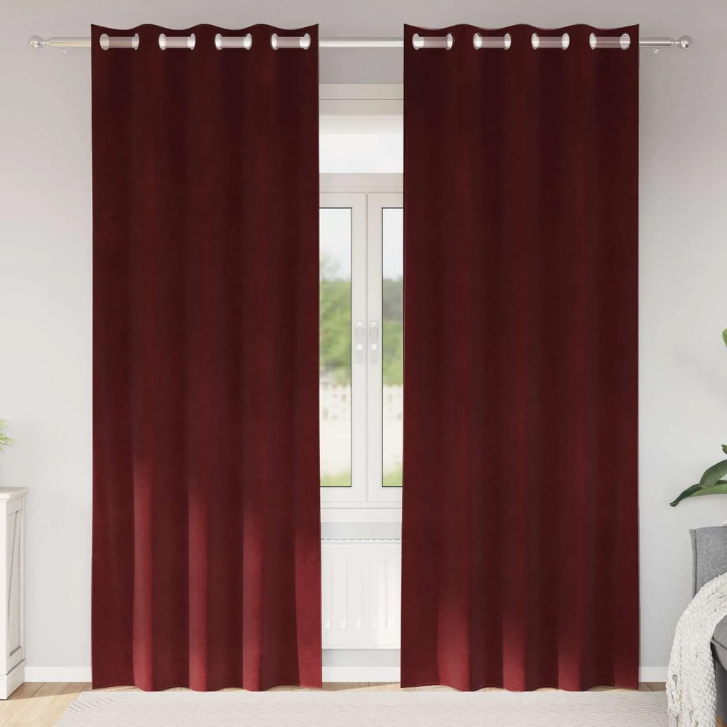 vidaXL Cortinas opacas 2 pcs Vinho Vermelho 140 x 260 cm Veludo