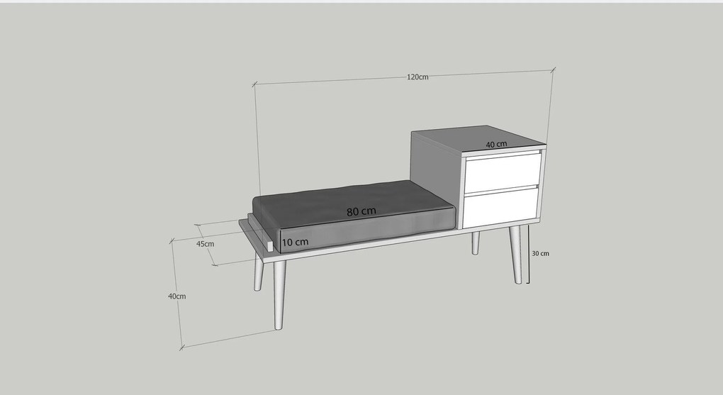 Hall Stand Fiume – Walnut e Antracite – 120x40x45 cm