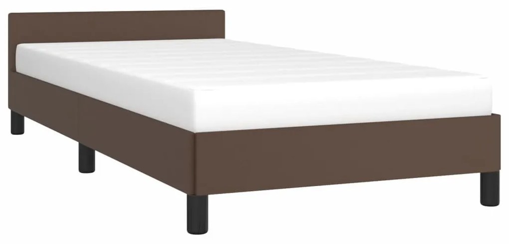 Estrutura de Cama Salu com Cabeceira em Couro Artificial Castanho - 80