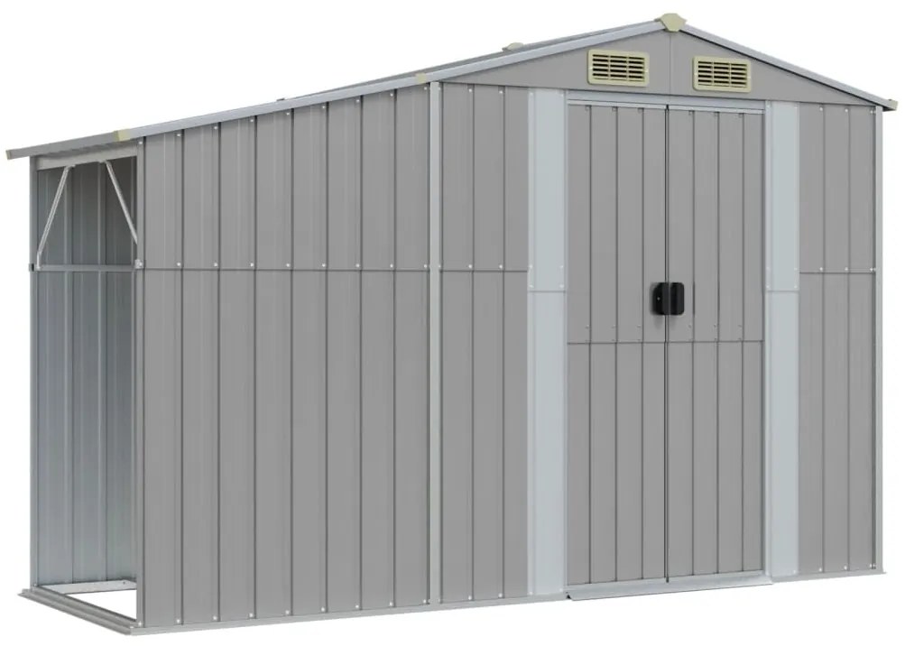 Abrigo de jardim 277x279x179 cm aço galvanizado cinzento