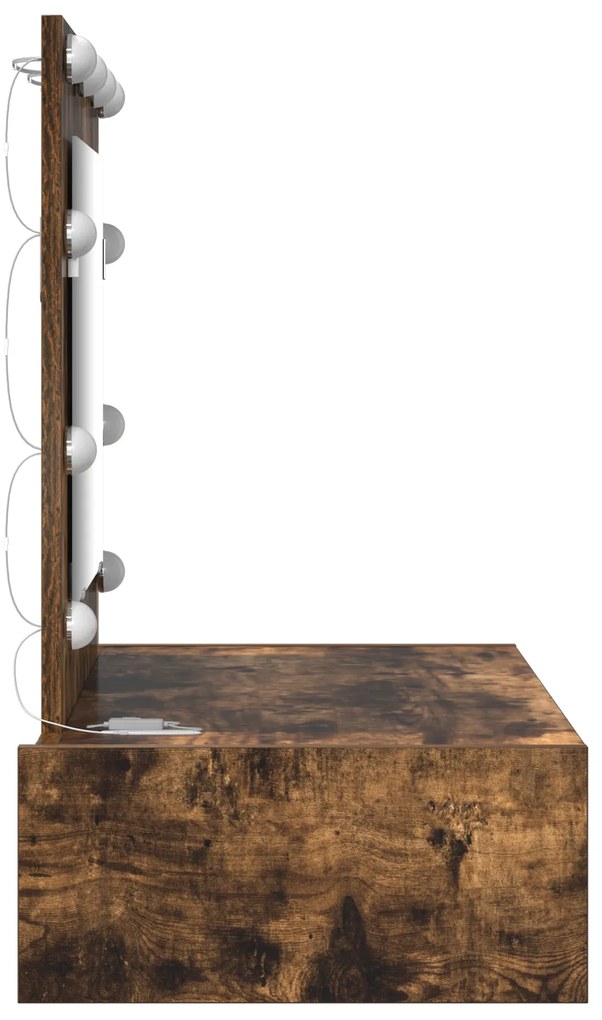 Mesa de Maquiagem Suspensa com Luzes LED Carvalho Fumado