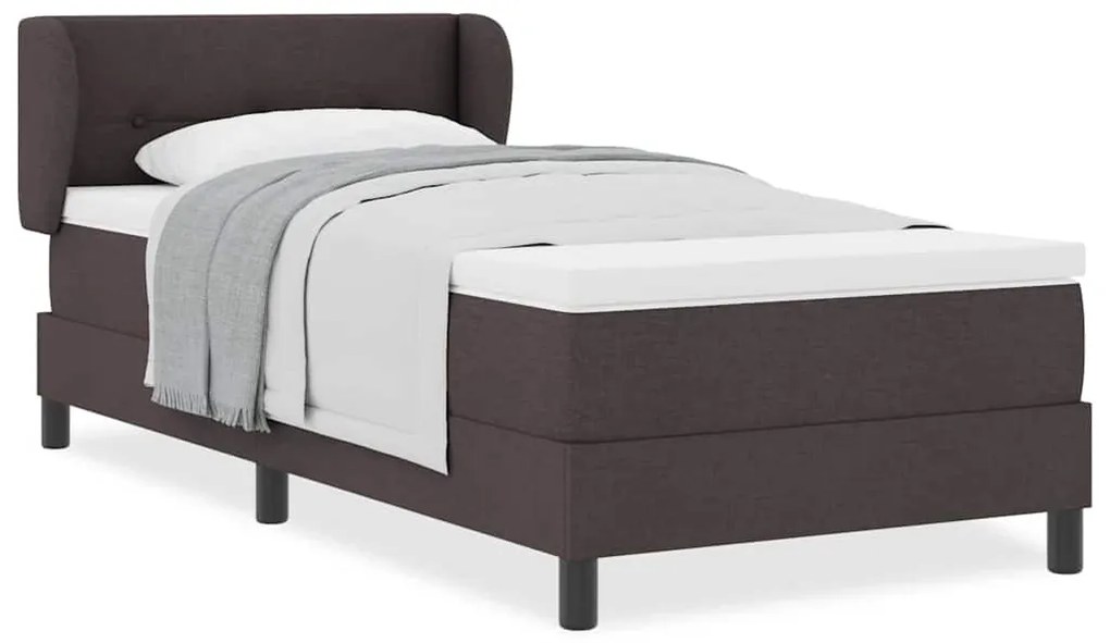 Cama Box Spring vidaXL com Colchão Marrom Escuro 100x200 cm em Tecido