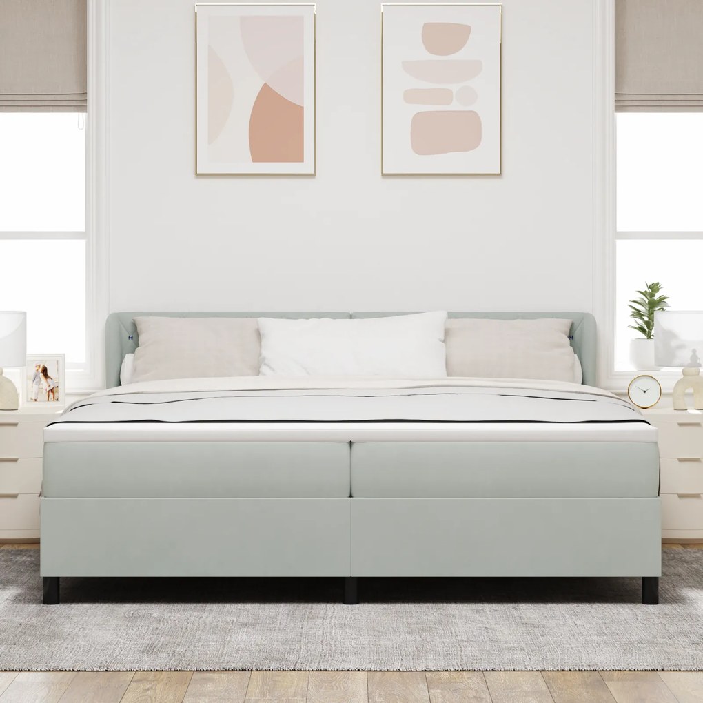 Cama com Estrado Box e Colchão vidaXL Cinza Claro 200x200 cm Veludo