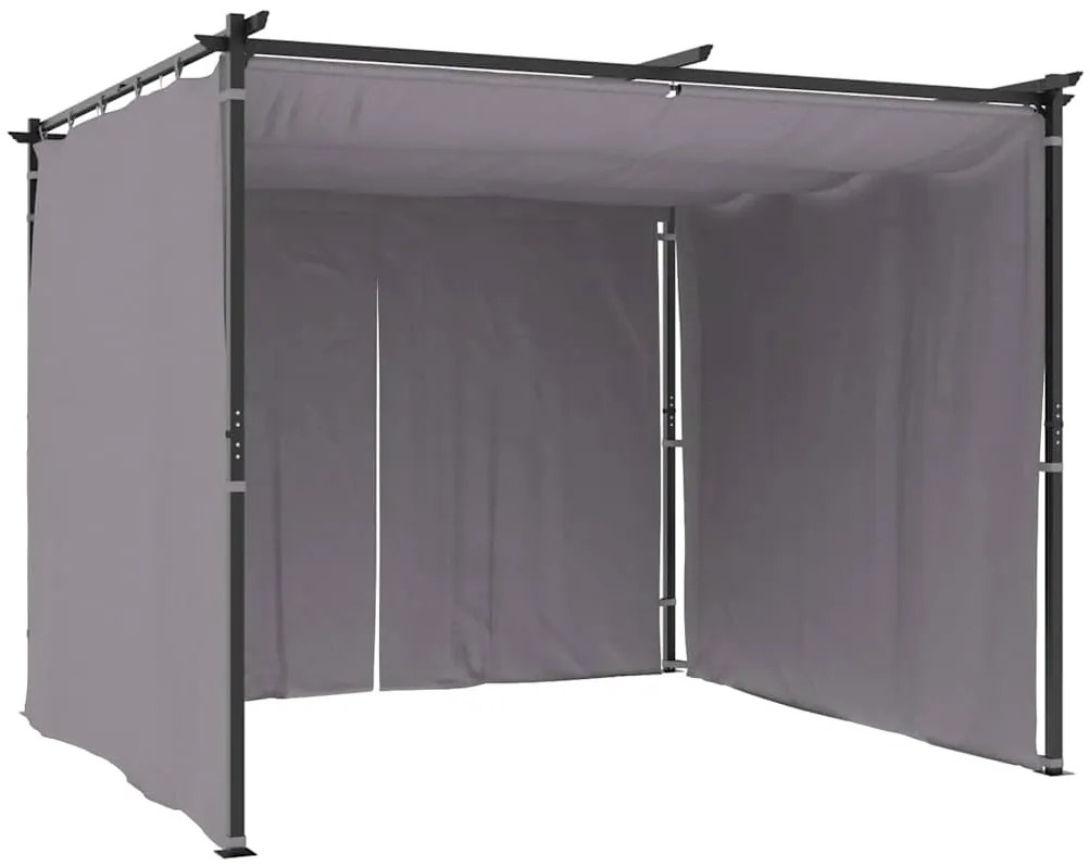 Gazebo com cortinas 3x3 m aço antracite