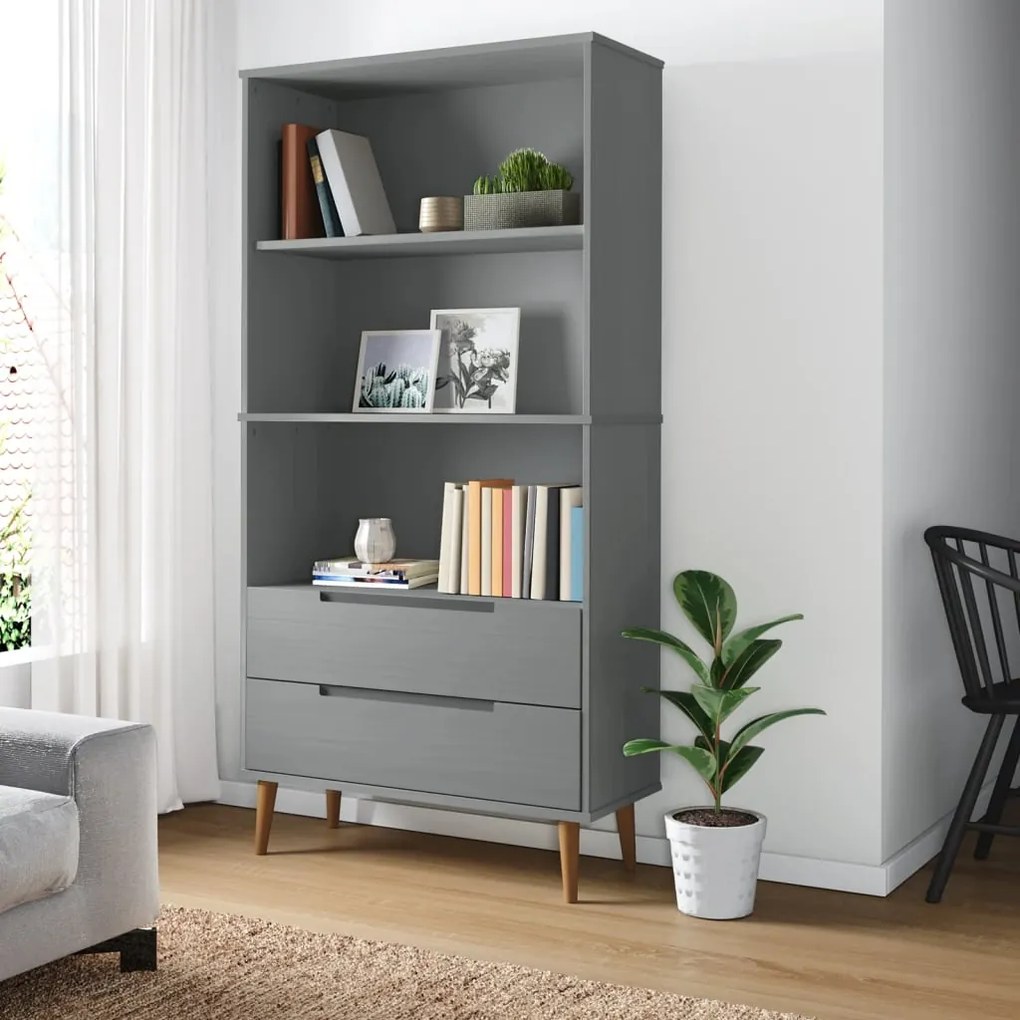 vidaXL Estante MOLDE 85x35x170,5 cm pinho maciço cinzento