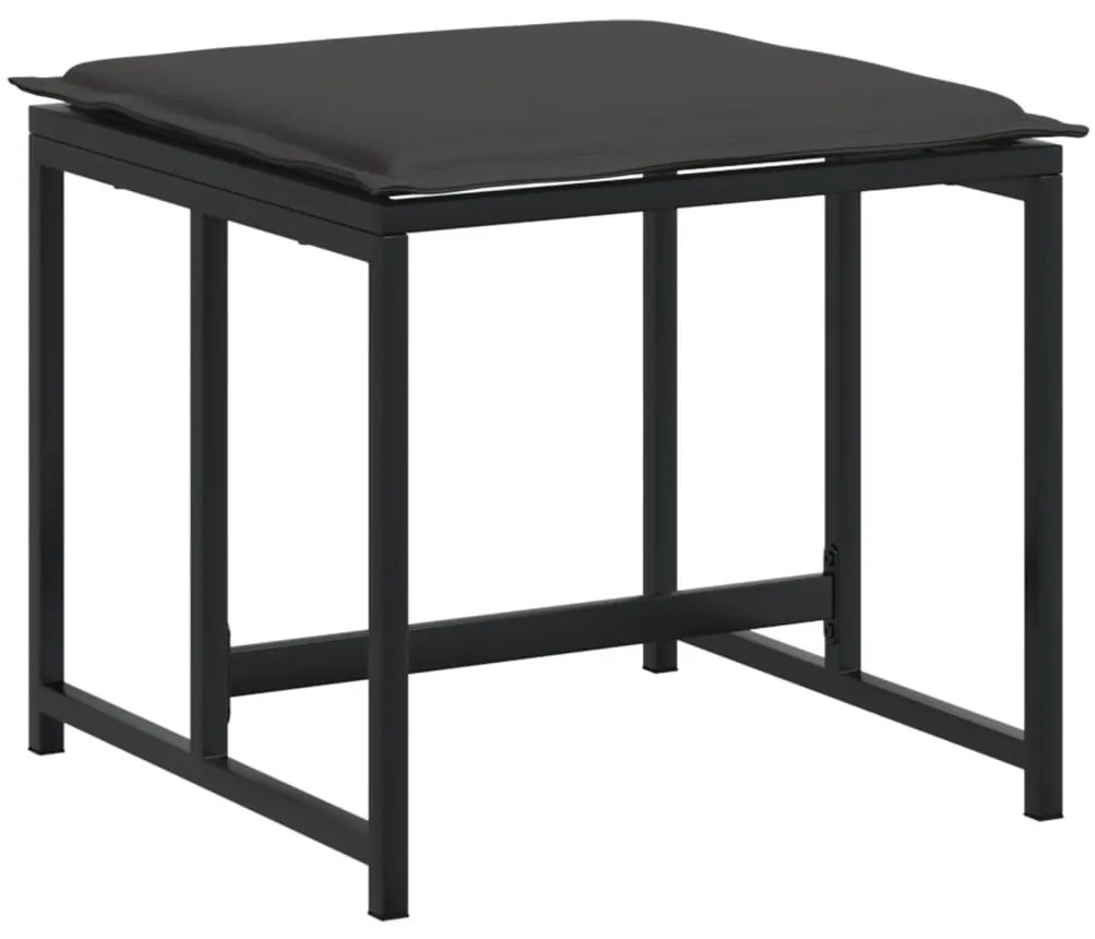 17 pcs conj. de jantar p/ jardim c/ almofadões textilene preto