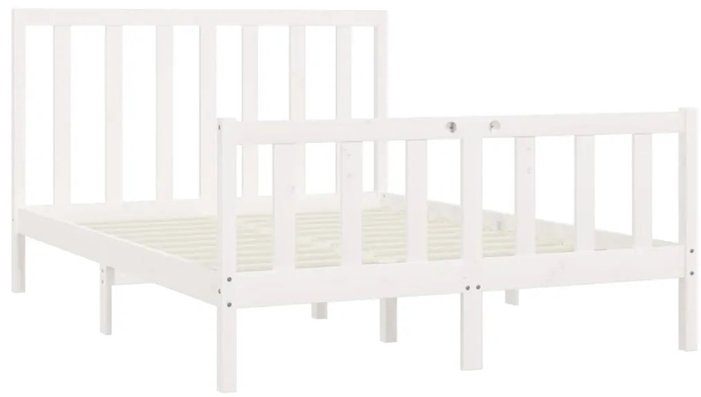 Estrutura de cama 120x200 cm madeira maciça branco
