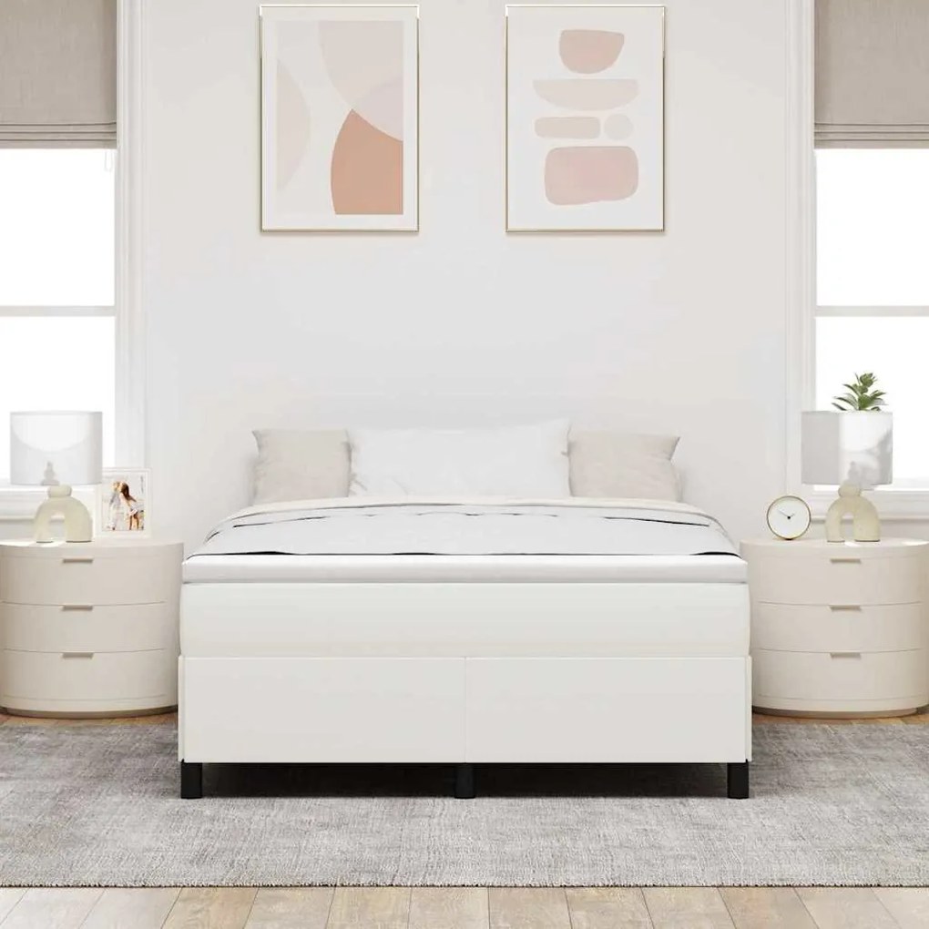 Estrutura da Cama vidaXL Creme 160x200 cm em Tecido de Algodão