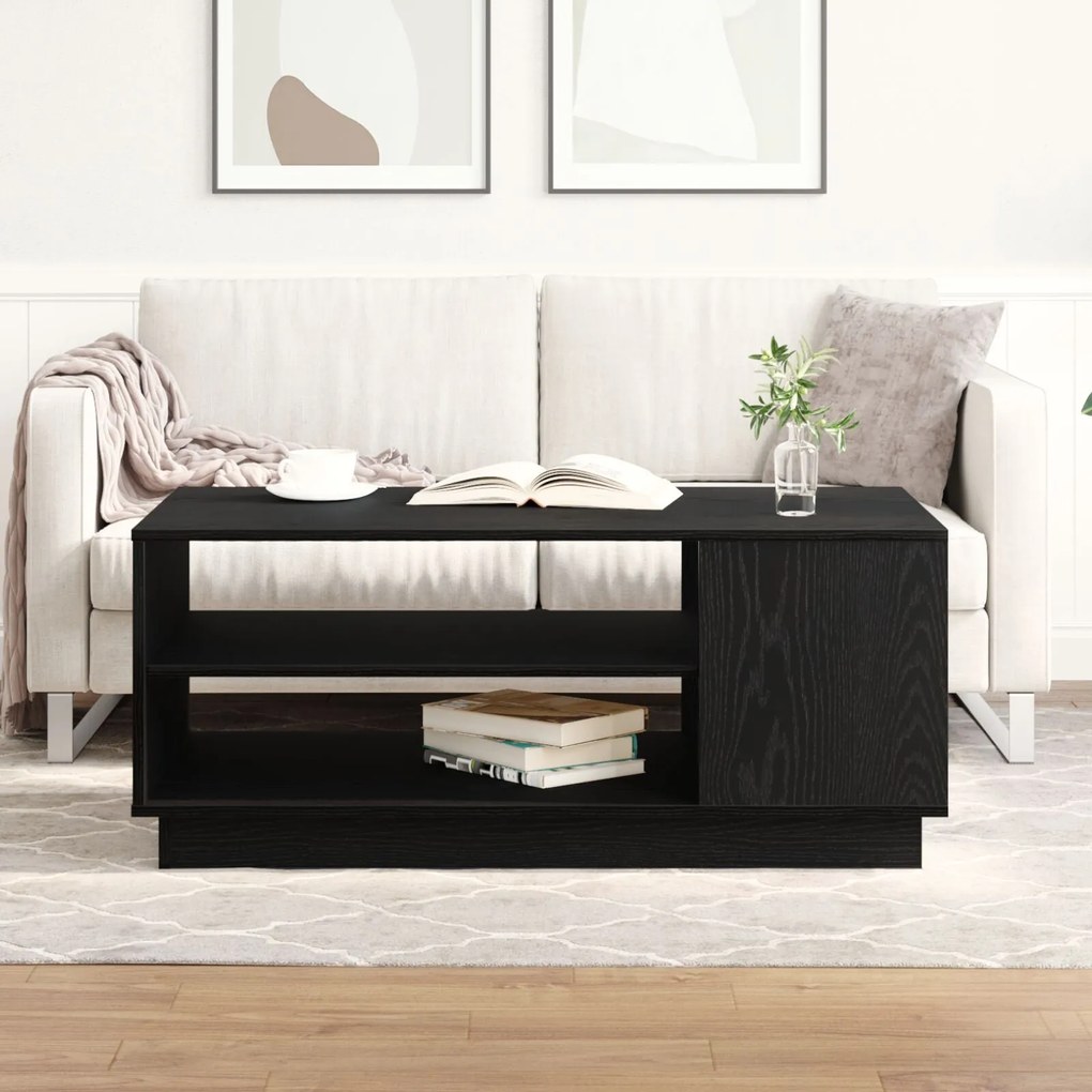 Mesa de Centro em Carvalho Preto 102x55x43 cm Feita de Madeira de Enge