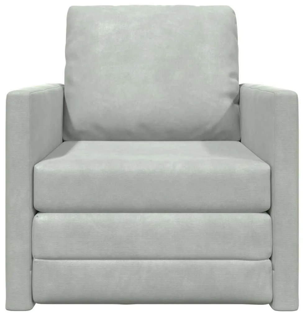 Sofá de Andar vidaXL Individual Conversível Veludo 74x77x81 cm Cinza C