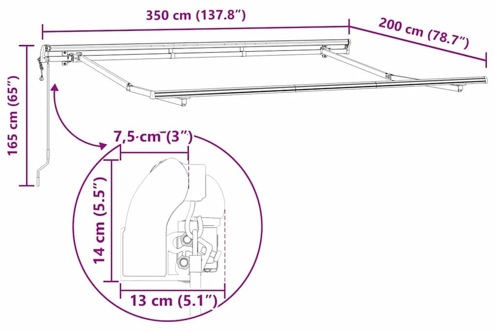 Toldo Elétrico Retrátil 3,5x2 cm de Metal