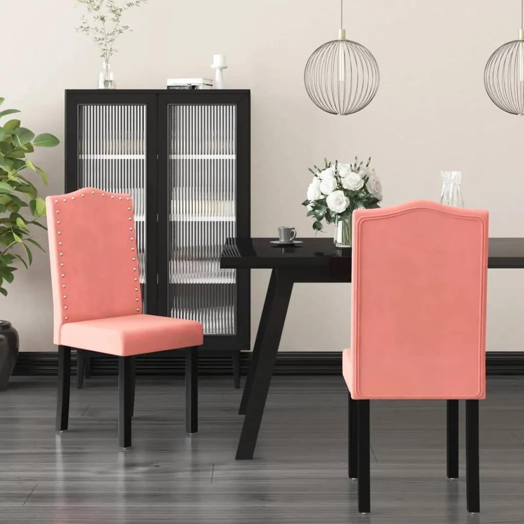 336941 vidaXL Cadeiras de jantar 2 pcs veludo rosa