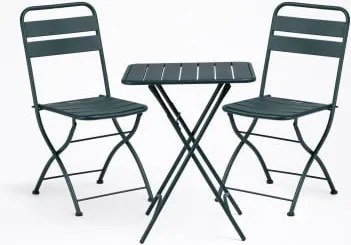 Conjunto De Mesa Quadrada 60x60 Cm Dobrável E 2 Cadeiras De Cozinha Dobráveis Em Aço Janti Verde Selva - Sklum