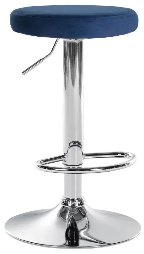 Banco de bar Ponte em veludo e com estrutura cromada 38,5 x 60-81 x 38,5 cm Azul
