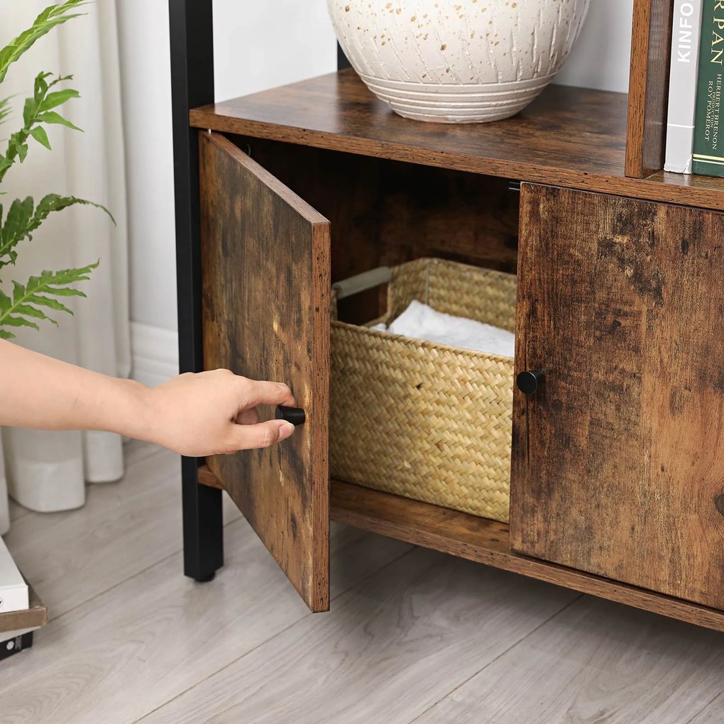 Estante com 4 prateleiras abertas moderna 30 x 74 x 154,5 cm Castanho Vintage-Preto