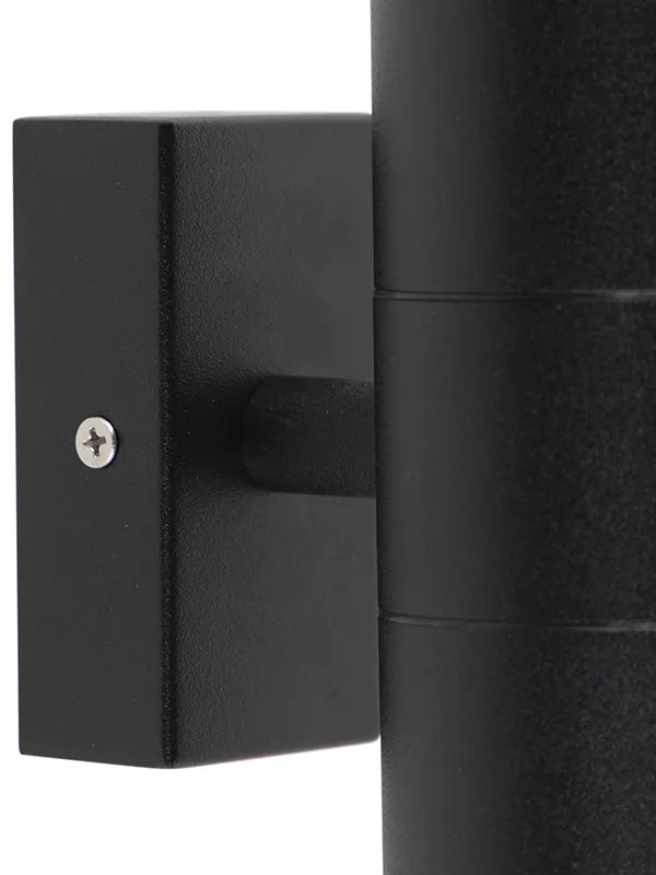 Candeeiro de parede exterior preto IP44 2 luzes - Duo Moderno