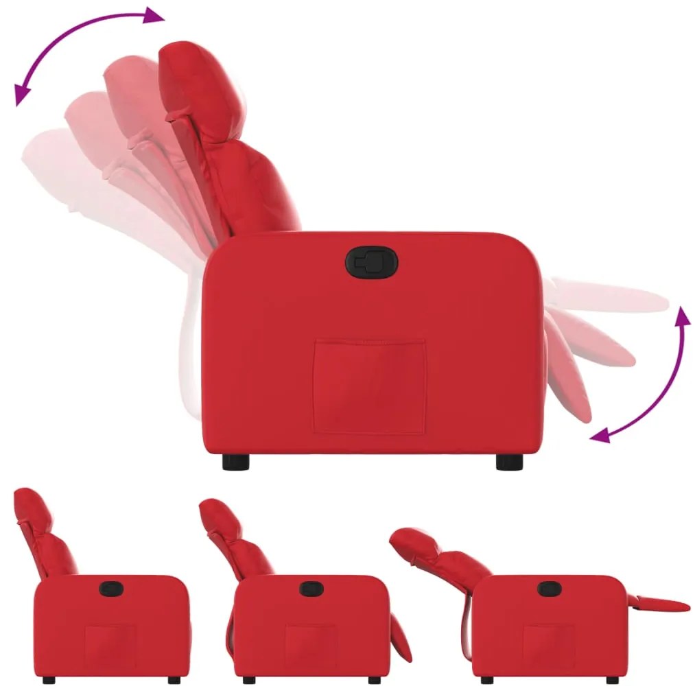Poltrona reclinável couro artificial vermelho