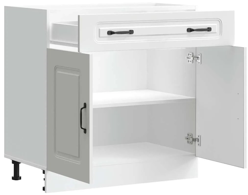 Armário de cozinha baixo Kalmar madeira artificial branca