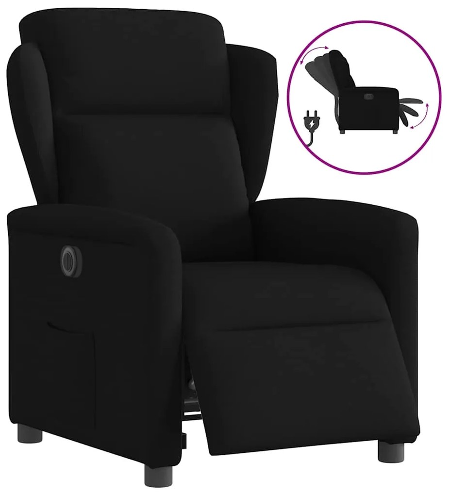 vidaXL Poltrona elétrica reclinável tecido preto