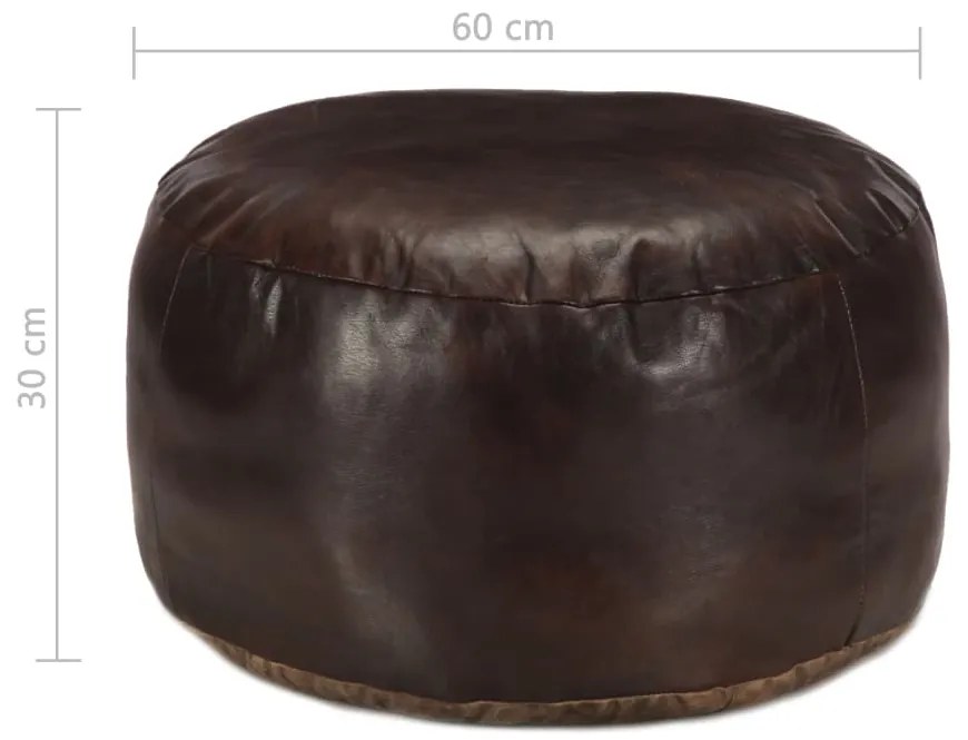 Pufe 60x30 cm couro de cabra genuíno castanho-escuro