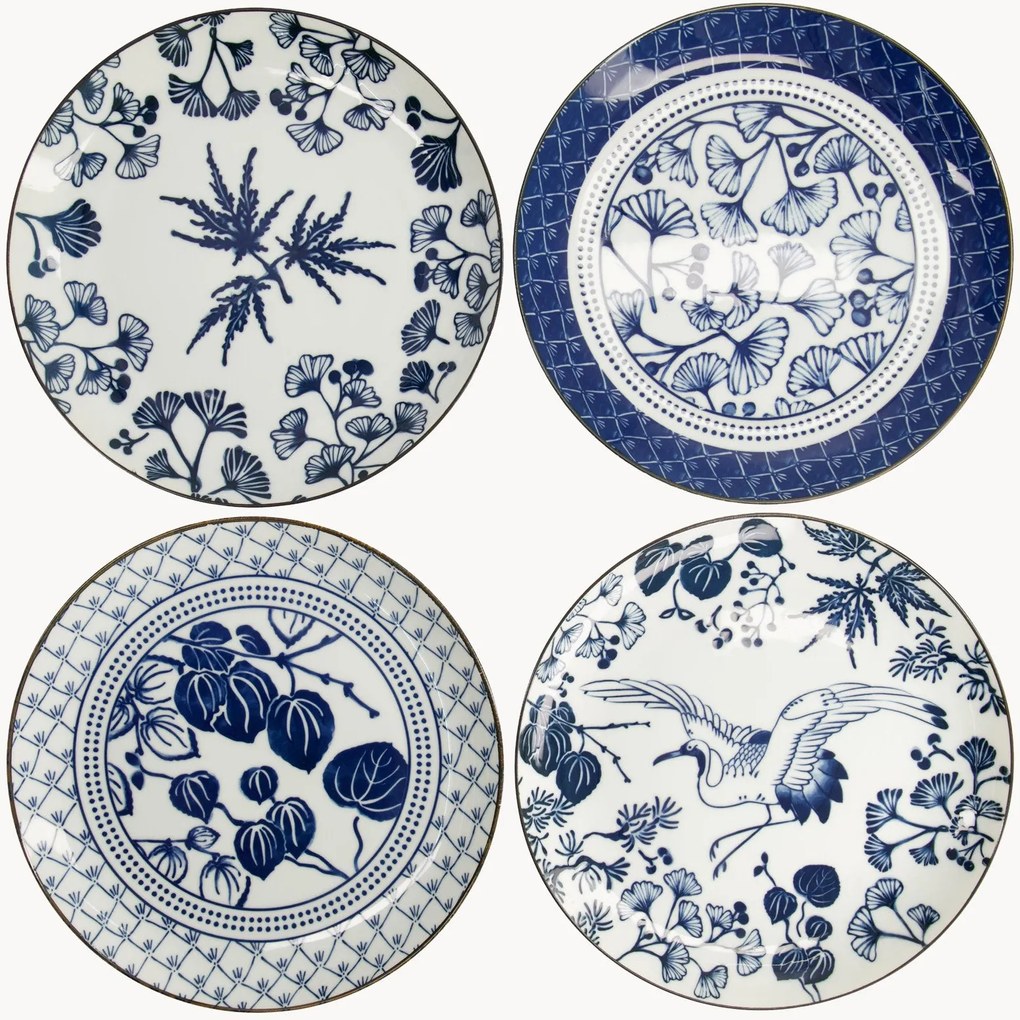 Pratos de porcelana Flora Japonica, conjunto de 4