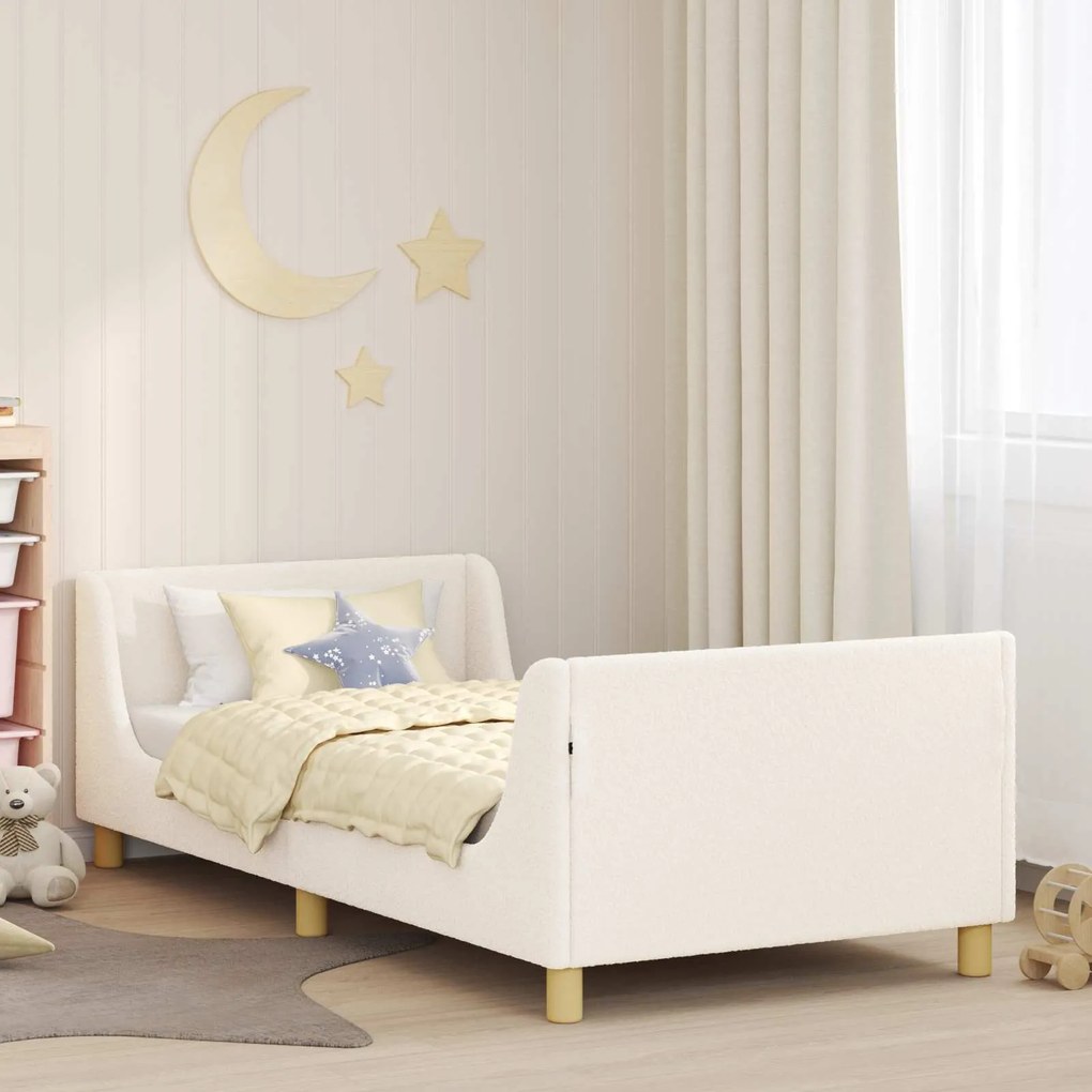 vidaXL Estrutura de Cama Infantil com Cabeceira Creme 90 x 190 cm
