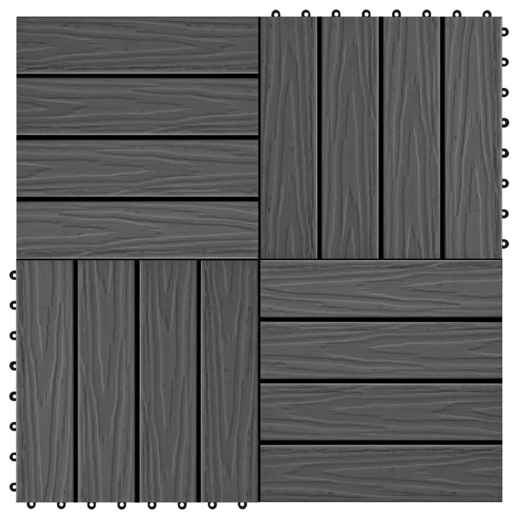 Ladrilho pavimento relevo profundo 11 pcs WPC 1m² preto