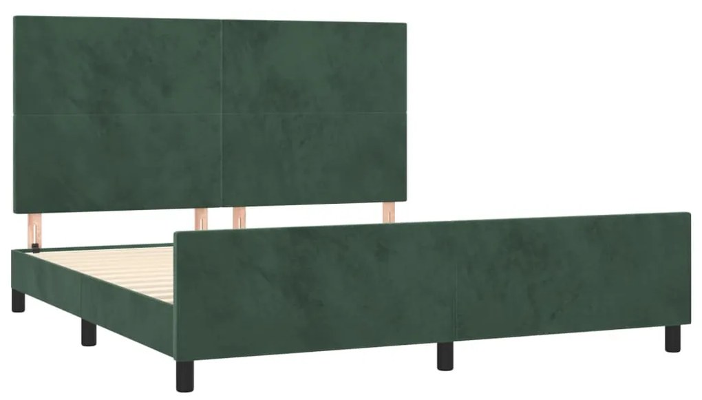 Estrutura de cama c/ cabeceira 180x200 cm veludo verde-escuro