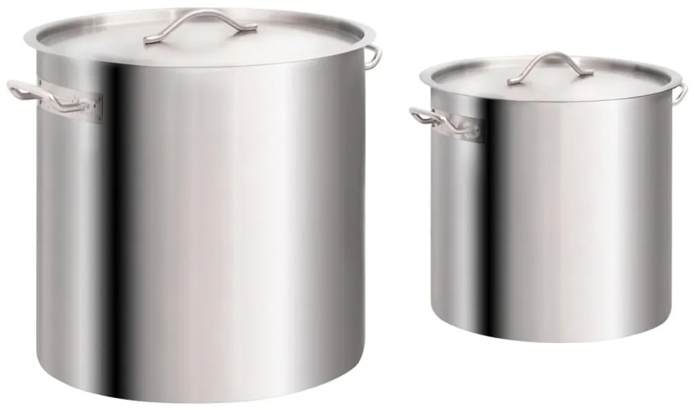 51683 vidaXL 2 pcs conjunto de panelas 98/50 L aço inoxidável