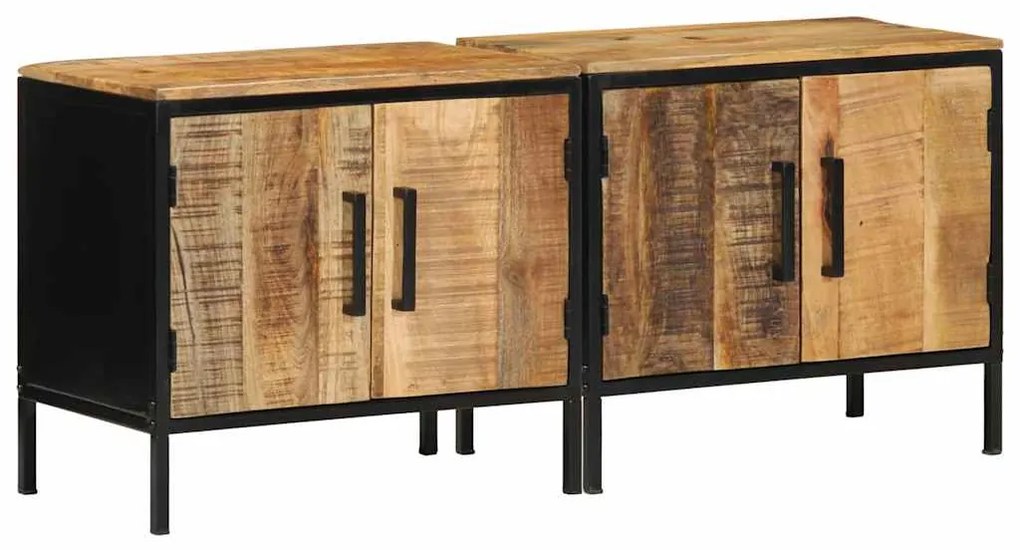 vidaXL Armário de Cabeceira 2 pcs Marrom e Preto 50 x 30 x 45 cm