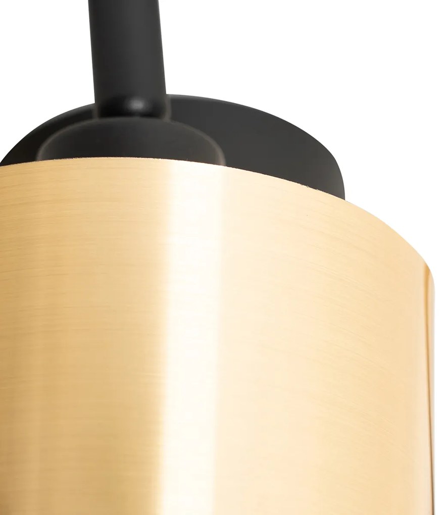 Candeeiro de teto moderno preto e dourado 3 luzes - Lofty