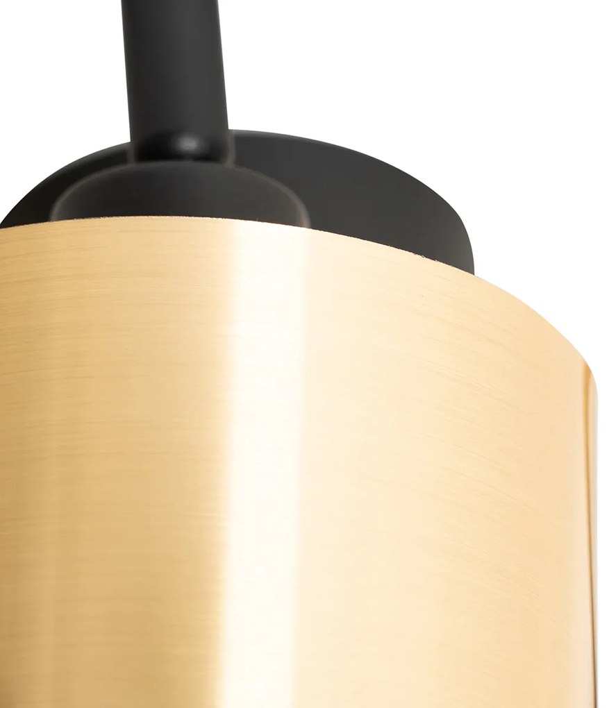 Moderno candeeiro de tecto preto com 3 luzes douradas - Lofty Moderno