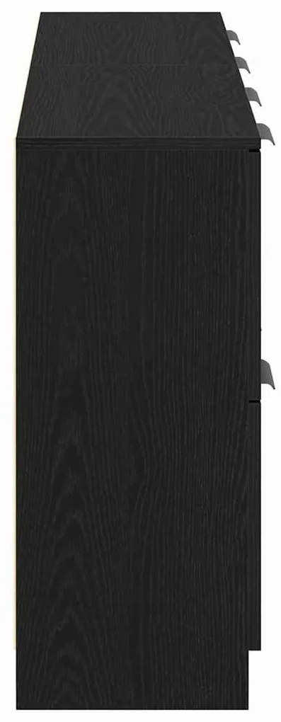 Buffets 2 pcs Madeira de Carvalho Preto 60x30x70 cm Madeira Engenharia